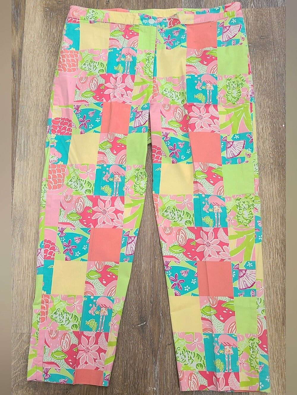 Lilly Pulitzer Patchwork Design Capri Pants Womens Size 14